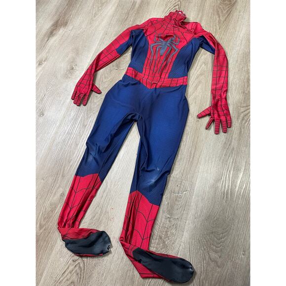 Boys Spider-Man Costume Size Medium‎ Full Bodysuit with Attached Boot Covers - Picture 12 of 12